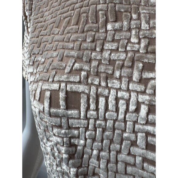 Barami Womens M Short-Sleeve Textured Top Beige Cream Woven Pattern Rayon/Polyes - Picture 9 of 15